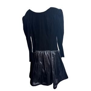 Karin Lucas for Niki Vintage Black Velvet Bow Evening Mini Dress Size 12